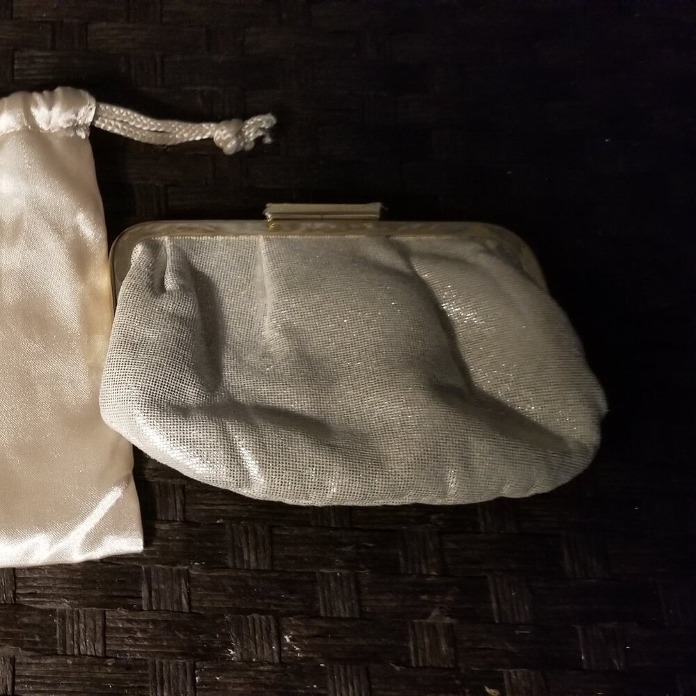 Adorable BVLGARI Shimmering Gold Mini Clutch with Duster